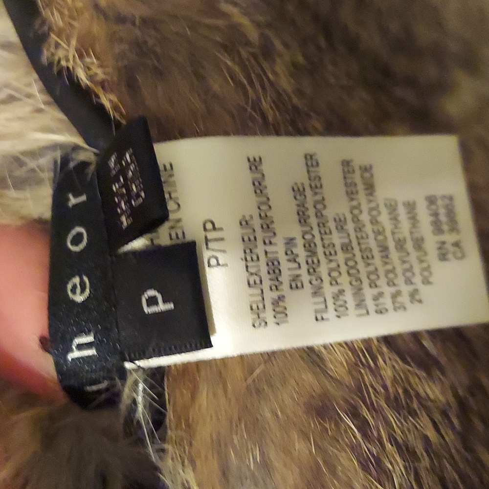 Reversible Theory rabbit fur poly- black vest, insanely cool, never worn!